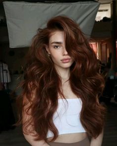 #ruivoacobreado #cabelosgrandes #escova #longhair #redhaircolor #ginger Chocolate Ginger Hair, Dark Red Hair Blue Eyes, Copper Brown Hair, Rambut Brunette