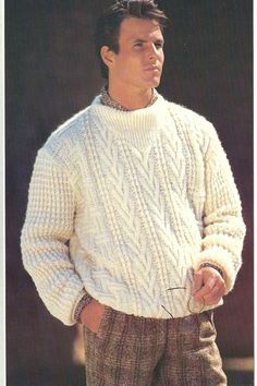 This is a PDF vintage pattern that you download. Pattern is to make a sweater from 1986. Instructions given to fit chest/bust sizes 107[112:117]cm Recommended needle sizes: 3mm, 4 1/2mm and a cable needle. PLEASE READ: this is a vintage UK knitting pattern. I haven't personally knitted all the patterns I have in my shop and I'm not designer of any of these patterns. This is a pdf download of an out of print knitting pattern - you are buying a pdf download of a knitting pattern NOT the physical p Knit Shirt Pattern, Aran Knitting Patterns, Mens Knit, Aran Sweater, Fisherman Sweater, Vintage Knitting Patterns, Pdf Knitting Pattern, Cable Sweater, Sweater Knitting Patterns