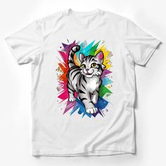 Colorful Pop Art Cartoon Cat T-Shirt, Whimsical Feline Graphic Tee, Unisex Male T-Shirt Custom graphic T-Shirt.Customize your color Colorful Pop Art, Art Cartoon, Cat T Shirt, Cat T, Male T Shirt, Cartoon Cat, Cat Tshirt, Custom Shirts, Feline