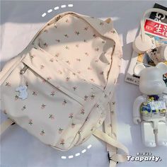 TAVIMART - Korean Version of Ins Fengshen Small Fresh Schoolbag Female High School Student Backpack Japanese Floral Soft Girl Backpack Size: 39cm high and 29cm wide, can hold a 14-inch laptop Material: Polyester Fabric: Upgraded waterproof fabric Aesthetic Bag School, Trendy White School Backpack, Cute White Everyday Backpack, Cute White Shoulder Backpack, Cute Everyday White Backpack, Cute White Standard Backpack, Cute White Backpack For Study, Cute White Backpack For Back To School, Trendy White Standard Backpack