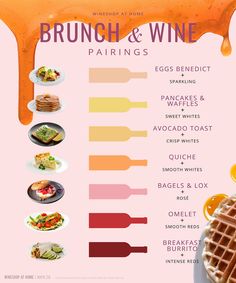 the menu for brunch and wine pairings