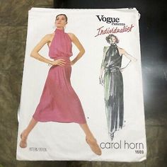 an old fashion sewing pattern for a women's dress with halt neck and side slits