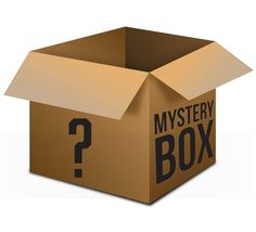 an open box with the word mystery in it and a question mark on its side