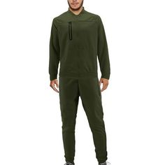 Enhance your sporty look with our classic men's full tracksuit, featuring a variety of vibrant colors. The zip-up jacket comes with long sleeves, ribbed cuffs, practical kangaroo pockets, and a stylish ribbed hem. Meanwhile, the pants ensure a perfect fit with an elasticized waist and drawstring, accompanied by two side zipper pockets for added convenience. Whether you're on the track, powering through a workout, or participating in sports, this outfit is crafted for optimal performance. Its inh Athleisure Tracksuit With Pockets For Outdoor, Athleisure Outdoor Tracksuit With Pockets, Green Casual Tracksuit For Gym, Casual Green Tracksuit For The Gym, Green Casual Tracksuit For The Gym, Solid Color Sporty Tracksuit With Pockets, Solid Color Athleisure Tracksuit With Pockets, Green Sportswear Track Jacket For Gym, Sportswear Tracksuit With Side Pockets For Sports