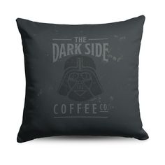 the dark side coffee pillow on a white background