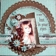 a close up of a card with flowers and a child's face on it