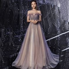 Off the Shoulder Glitter Special Occasion Dress Evening Elegant Tulle Evening Dress For Prom, Elegant Sparkling Evening Dress For Prom, Tulle Evening Dress With Sweep Train, Long Tulle Dress For Prom, Elegant Tulle Maxi Dress For Prom, Sequin Glitter Tulle Evening Dress, Sequin Evening Dress With Glitter Tulle, Evening Ball Gown With Glitter Tulle And Fitted Bodice, Fitted Glitter Gown For Evening Wear