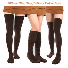 Thigh High Socks Boot Sock Women-Brown Casual Brown Stretch Socks, Casual Fitted Brown Socks, Brown Stretch Socks For Winter, Brown Winter Socks, Fitted Brown Winter Socks, Brown Knee-high Socks For Winter, Brown Socks For Fall Stocking Stuffer, Casual Brown Socks For Fall, Casual Brown Knee-high Socks For Fall