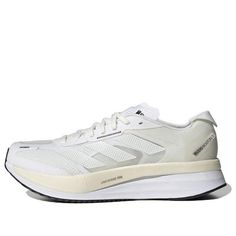 adidas Adizero Boston 11 Shoes 'White' GY2586 Lace-up Marathon Sneakers With Abzorb Midsole, White Running Shoes With Abzorb Midsole, Athleisure Sneakers With Abzorb Midsole For Marathon, White Sneakers With Abzorb Midsole For Marathon, White Sneakers With Abzorb Midsole For Running Errands, White Sneakers With Abzorb Midsole For Errands, Adidas Sneakers For Running Errands, Marathon Sneakers With Boost Midsole And White Sole, Sneakers With Boost Midsole For Marathon