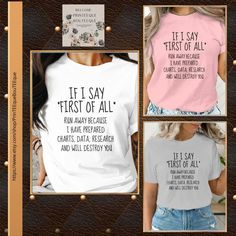 Jazz it up! Introducing Humorous Quote T-Shirt or Sweatshirt, If I Say First Of All, Funny Statement Tee, Unisex Graphic Shirt, Casual Typography Top, Gift Idea, exclusively priced at an unbeatable value of $35.00 Don't miss out!
#HumorousTShirt #SarcasticShirt #ResearcherGift #OfficeHumorTee #UnisexStatementTop #TypographyTee #ConversationStarter #FunnyQuoteTee #CasualGraphicShirt #DataNerdShirt Casual Typography, Typography Tees, Funny Statements, Sarcastic Shirts, Statement Tees, Graphic Shirt, Graphic Shirts, Funny Tshirts, Clothing Items