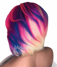 HOT New unicorn colors 100% Human hair lace front wig blonde | Etsy Unicorn Hair Bleach Party, Unicorn Lace Front Wig, Exotic Hair Color, Edgy Hair Color, Wild Hair Color, Lacefront Wig, Vivid Hair Color, Rainbow Hair Color, Hair Color Unique