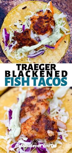 fish tacos with coleslaw and slaw on top, in the shape of a tortilla