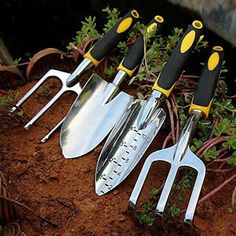 Introducing the Essential Garden Tool Set: This comprehensive gardening kit includes a transplanting spade, trowel, rake, and a double-sided weeder. It&apos;s your ultimate companion for all gardening tasks, from digging and weeding to loosening soil, aerating, and transplanting.The tools are designed with your comfort in mind. The handles feature a non-slip design with salient points for a secure grip. They are also ergonomically designed to reduce pressure on your wrist and hand, making your gardening tasks a breeze.This 5-piece garden tool set is not just practical but also makes a thoughtful gift for gardening enthusiasts. It&apos;s a great way to show your appreciation for their green thumb!The set also includes tools for loosening and digging up weeds from the soil, aerating the soil Horse Land, Weeder Tool, Garden Tool Bag, Hand Trowel, Digging Holes, Digging Tools, Garden Rake, Horse Back Riding, Riding Tips