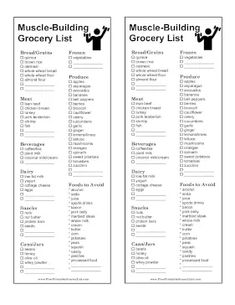 two bookmarks with the words muscle building and grocery list