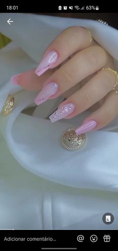 Simple Long Nail Designs Classy, Chevron Nails, Manicure Nail Designs, Beauty Nails Design, Nails Today, French Tip Acrylic Nails, Rose Gold Nails, Ombre Nail Designs, Nail Art Designs Videos