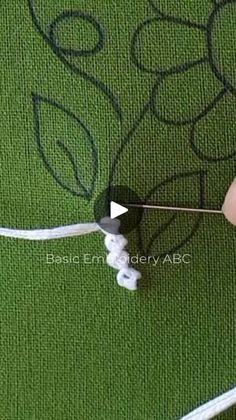 someone is using scissors to cut the thread