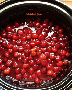 cranberry sauce is in the slow cooker and ready to be put into it