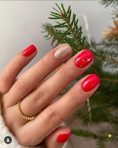 Holiday Nails No Design, Short Red Nails Design Christmas, Small Nails Design Christmas, Red Winter Nails Short, Very Short Nails Christmas, Short Crismas Nails, Xmas Nails Designs Simple Christmas French Manicures, Xmas Nails Short Natural, Christmas Manicures For Short Nails