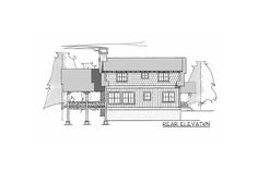 an architectural drawing of the front elevation of a house