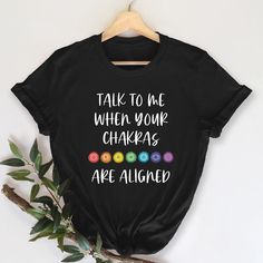 7 Chakras Aligned Black Unisex Shirt – 7 Chakra Store Chakras Aligned, Sacral Chakra Yoga, Root Chakra Yoga, Chakra Chart, Spiritual Clothing, Bow Pose, Meditation Accessories, Chakra Affirmations, Chakra Colors