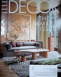 a living room filled with furniture on top of a magazine cover