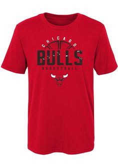 Kids, show your support for your favorite team in this Chicago Bulls Boys Red Short Sleeve Tee! This T-Shirt features a screen print team graphic, so everyone will know you cheer for the Chicago! This is the perfect Chicago Bulls Boys T-Shirt for wearing from every day to game day. Go Bulls! Screen print team graphic on front and back, Ribbed neckline, Crew neck, Short sleeve, Finished hem, Perfect for any young sports fan!, 100% COTTON, 8 Red Graphic Print T-shirt For Fan Events, University Red T-shirt With Team Name For Fans, Red Fan Apparel T-shirt For Sports Events, University Red Crew Neck T-shirt For Fans, Red Tops With Team Logo For Fans, Red Screen Print T-shirt For Sports Season, Red Screen Print T-shirt For Sports Events, Red Fan Apparel Top For Merchandise, Red Fan Apparel Tops