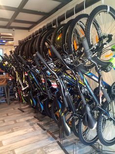 there are many bikes that are on the rack