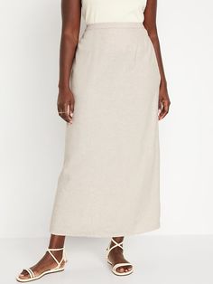 Linen-Blend Maxi Skirt | Old Navy Tan Linen Skirt Outfit, Linen Pencil Skirt Outfit, Linen Midi Skirt Outfit, Linen Maxi Skirt Outfit, Linen Skirt Outfit Summer, Beige Non-stretch Maxi Skirt For Spring, Beige Linen Long Skirt, Beige Relaxed Linen Maxi Skirt, Casual Knee-length Linen Maxi Skirt