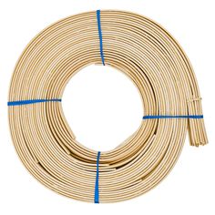 a coil of bamboo sticks with blue string on the end and one piece in the middle