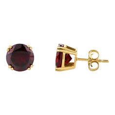 Accessorize in style with these 14k Gold Garnet Stud Earrings. Click on this JEWELRY & WATCHES GUIDE to learn about fit, styles, materials and more! Accessorize in style with these 14k Gold Garnet Stud Earrings. Click on this JEWELRY & WATCHES GUIDE to learn about fit, styles, materials and more! FEATURES Length: 8 mm x 18 mm Backings: post Metal: 14k gold Finish: polished Packaging: boxed ImportedSTONE DETAILS Stone type: garnet Total weight: 4 1/2 ct. Center stone weight: 2 1/4 ct. Center ston 14k Gold Birthstone Earrings For Formal Events, Yellow Gold Earrings With Round Stones For Formal Occasions, Luxury Birthstone Earrings For Formal Occasions, Luxury Formal Earrings With Birthstone, Formal Yellow Gold Earrings With Round Stone, Luxury Formal Birthstone Earrings, Fine Jewelry Birthstone Earrings For Formal Occasions, Classic Birthstone Earrings For Formal Occasions, Gold Earrings With Round Stone For Formal Occasions