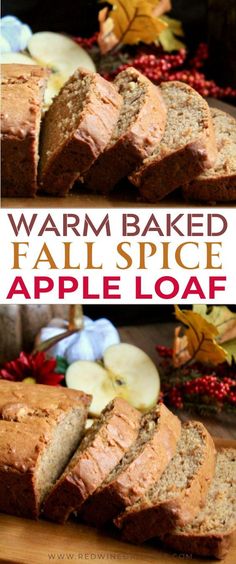 this is an image of warm baked fall spice apple loaf