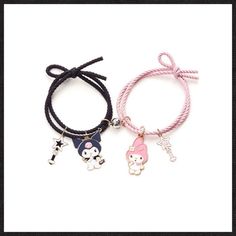 My Melody & Kuromi Magnetic Bracelet Bff Bracelets One To Keep And One To Share Best Friend Bracelets, Bracelet Cute, Couple Bracelet, Rope Jewelry, Friend Bracelets, Elastic Rope, Couple Bracelets, Magnetic Bracelet, Elastic Bracelet