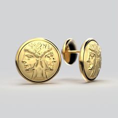 Indulge in timeless elegance with Roman God Janus earrings crafted in 14k or 18k gold, reminiscent of ancient Roman style. Explore exquisite coin stud earrings and Italian gold jewelry by Oltremare Gioielli. Elevate your style with Janus-inspired pieces and discover the allure of Roman coin designsThe focal point of these earrings is the intricate depiction of Janus, a prominent figure in Roman mythology known for his dual-faced representation, gazing both into the past and the future. The earrings are available in your choice of 18k or 14k gold, showcasing the utmost quality and luxury that you deserve.Each earring is meticulously crafted by skilled artisans, ensuring that every detail of the ancient coin is faithfully preserved. The combination of ancient artistry and contemporary design