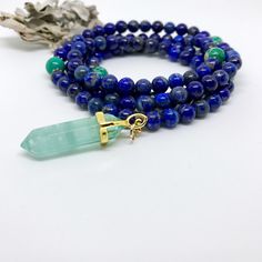 Power and strength MALA NECKLACE! Releases strength and brings peace and serenity Vert Turquoise, Amethyst Healing, 108 Mala Beads, Les Chakras, 108 Bead, Yoga Gifts, Yoga Jewelry, Mala Necklace, Blue Lapis