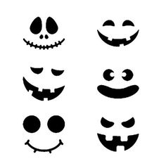 halloween faces drawn in black and white