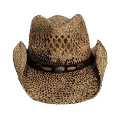 Sedona is the ultimate Womens Woven Seagrass Straw Cowgirl Hat. Adorned with 3/4" faux leather, conchos, and beads, this exclusive hat offers both style and function. Perfect for the fashion-forward individual looking to make a statement with their accessories. Adjustable Western Straw Hat For Kentucky Derby, Adjustable Brown Straw Hat In Country Style, Adjustable Straw Hat For Kentucky Derby, Brown Short Brim Straw Hat For Festival, Southern Style Adjustable Brimmed Straw Hat, Adjustable Brown Fedora For Country Events, Brown Adjustable Fedora For Country Events, Straw Hat With Short Brim For Western-themed Events, Rustic Adjustable Hats For Country Events