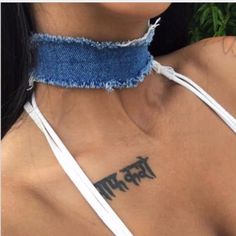 Sexy Frayed Denim Choker With Silver Hardware. 12” L + Extender. Festival Stretch Denim Jeans, Stretch Denim Jeans For Festival, Trendy Stretch Jeans For Festivals, Edgy Blue Jeans For Summer, Trendy Fitted Jeans For Festivals, Trendy Festival Jean Shorts, Trendy Denim Blue Jeans For Festival, Trendy Dark Wash Jeans For Festival, Denim Choker