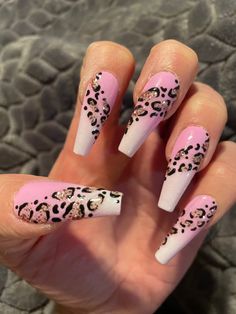 Pink Animal Print Nail Designs, New Acrylic Nails Trends 2023, Pink And Black Pedicure Ideas, Best Nail Designs 2024, Cheetah Nails Acrylic, Leopard Print Nails Glitter, Animal Print Acrylic Nails, Leopard Print Nails Pink, Pink Cheetah Nails