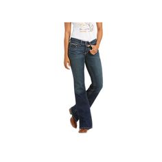 Ariat R.E.A.L. Mid Rise Stretch Whipstitch Bootcut Jeans for Ladies are tough enough for your workday, but finished with whiskering, fading, and fashion stitching so you can wear them everywhere. These Ariat riding jeans are made of stretch denim to fit your body perfectly, and they hold that fit without sagging in the seat or gapping in the waist. They have a medium wash, 5 pockets, a zip-and-button fly, and a mid-rise waist to give you coverage when you're active. Ariat R.E.A.L. Mid Rise Stret Riding Jeans, Pocket Jeans, Good Brands, Bootcut Jeans, Mid Rise, Stretch Denim, How To Wear