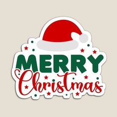 merry christmas sticker with santa hat