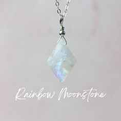 "✧ Moonstone Necklace | June Birthstone Necklace | Scorpio Necklace ✧ ✧ This lovely and unique necklace is created with natural moonstone moonstone in kite shaped and faceted, this shape is unique and show cases moonstone's gorgeous blue and rainbow flashes ✧ Due to nature of natural gemstones, you will see small black crystals inclusions inside the gemstone, please be advised these are the nature of natural moonstone. ✧ All gemstones are intuitively chosen only ✧ ✧ There are 2 pendant styles to Moonstone Necklace Aesthetic, Scorpio Necklace, Necklace Aesthetic, Necklace Length Guide, Libra Scorpio, Choker Style, June Birthstone, Unique Necklace, Moonstone Necklace