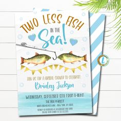 Two Less Fish in the Sea Wedding Shower Invitation, Fishing Bridal Shower Invite, Unique Couples Shower Theme, Fisherman Rehearsal Dinner Couples Shower Themes, Fishing Themed Wedding, Wedding Shower Invitation, Fishing Wedding, Wedding Shower Themes, Fish In The Sea, Couple Wedding Shower, Sea Wedding, Wedding Shower Invitations