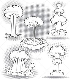 cartoon clouds and trees - miscellaneous illustrations