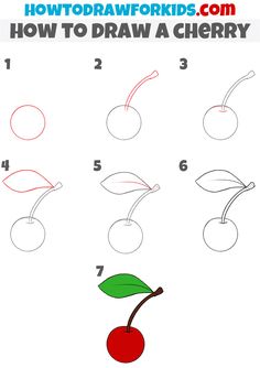 how to draw a cherry for kids with easy step by step drawing instructions and pictures