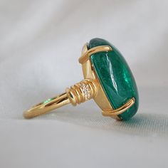 One Of A Kind: Oval Cabochon Emerald Diamond ring, 9ct – Tippy Taste Jewelry Faberge Jewelry, Emerald Diamond Ring, Gold Rings Jewelry, Handcrafted Artisan Jewelry, 18k Gold Jewelry, Emerald Stone, Bridal Jewelry Sets, Emerald Diamond, Emerald Ring