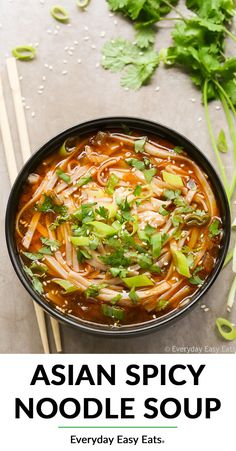 Noodle Soup Vegetarian, Asian Noodle Soup, Spicy Noodle Soup, Spicy Asian Noodles, Spicy Soup Recipes, Asian Soup Noodle, Asian Soup Recipes, Spicy Noodle, Soup Vegetarian