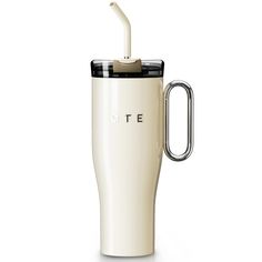 a white cup with a straw in it and the word ote written on it