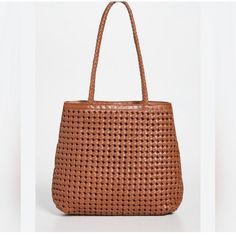 Bembien Olivia Tote Bag Shoulder Woven Braided Brown Leather Knotted Caramel In Good Condition - Does Have Some Minor Wear Shown In Photos But Otherwise In Good Condition Chic Cognac Shoulder Bag With Braided Handles, Elegant Cognac Woven Leather Shoulder Bag, Brown Intrecciato Weave Shoulder Bag For Shopping, Chic Cognac Bag With Woven Leather, Chic Cognac Shoulder Bag With Woven Leather, Chic Cognac Woven Leather Shoulder Bag, Chic Brown Bags With Intrecciato Weave, Chic Brown Bag With Intrecciato Weave, Chic Cognac Woven Leather Bag