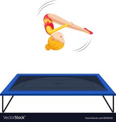 a person jumping over a trampoline on a white background