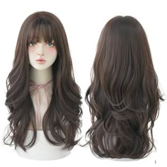 PRICES MAY VARY. 💖Long curly wig with bangs is made of heat resistant synthetic fibre,wavy wig is very full and looks really natural while wearing,super soft, skin friendly. 💖The material is healthy breathable,no shedding,no tangle,easy to care, you can wear it everyday. 💖Cap Circumference of this curly wig is 20"-22". Adjustable Suitable for most head size with light and breathable materials. 💖Long wig with bangs perfect for Daily Use, party, weddings, dating, Halloween, This wigs will be a Long Bridal Hair, Long Hair Waves, Simple Updo, Short Curly Wigs, Long Hair With Bangs, Loose Hairstyles, Wigs With Bangs, Long Curly, Hair Waves